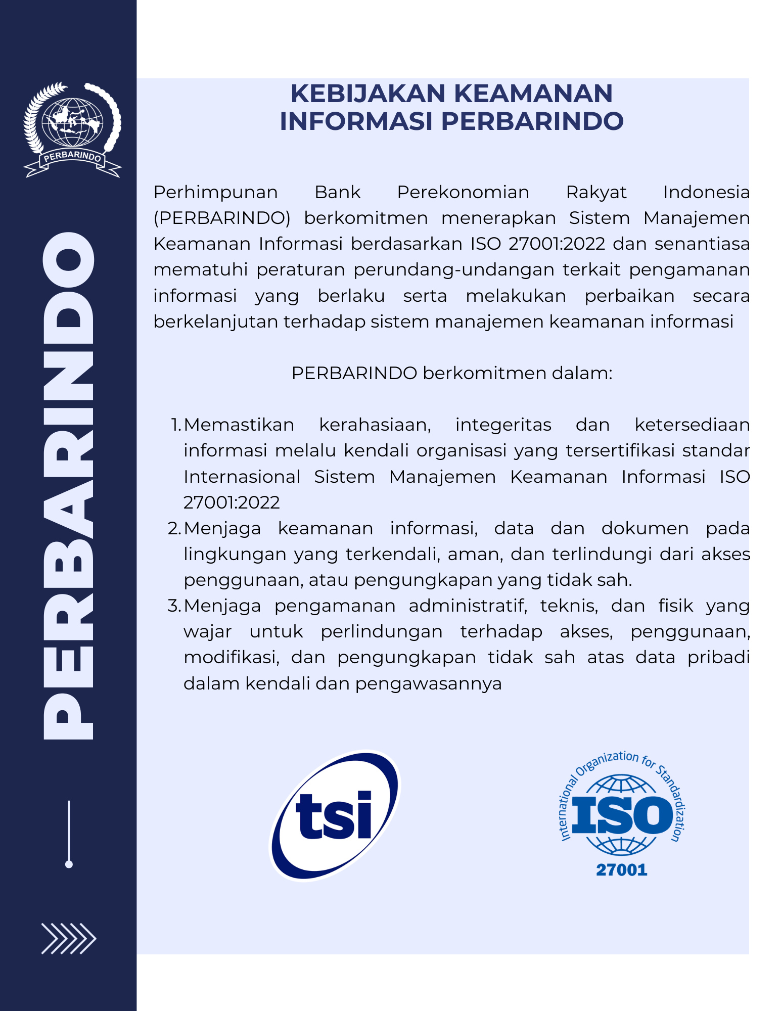 Sertifikat Keamanan Informasi Perbarindo